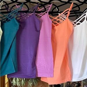 Zenana Criss Cross Cami - Lt Peach